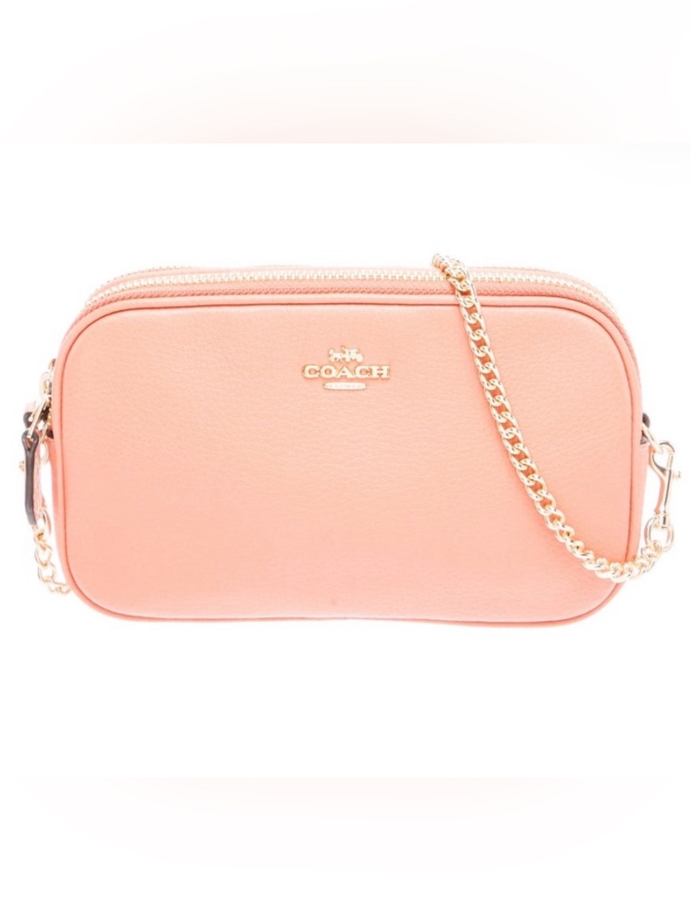 Coach Pebble Leather Crossbody in Pink Pink with Gold Chain